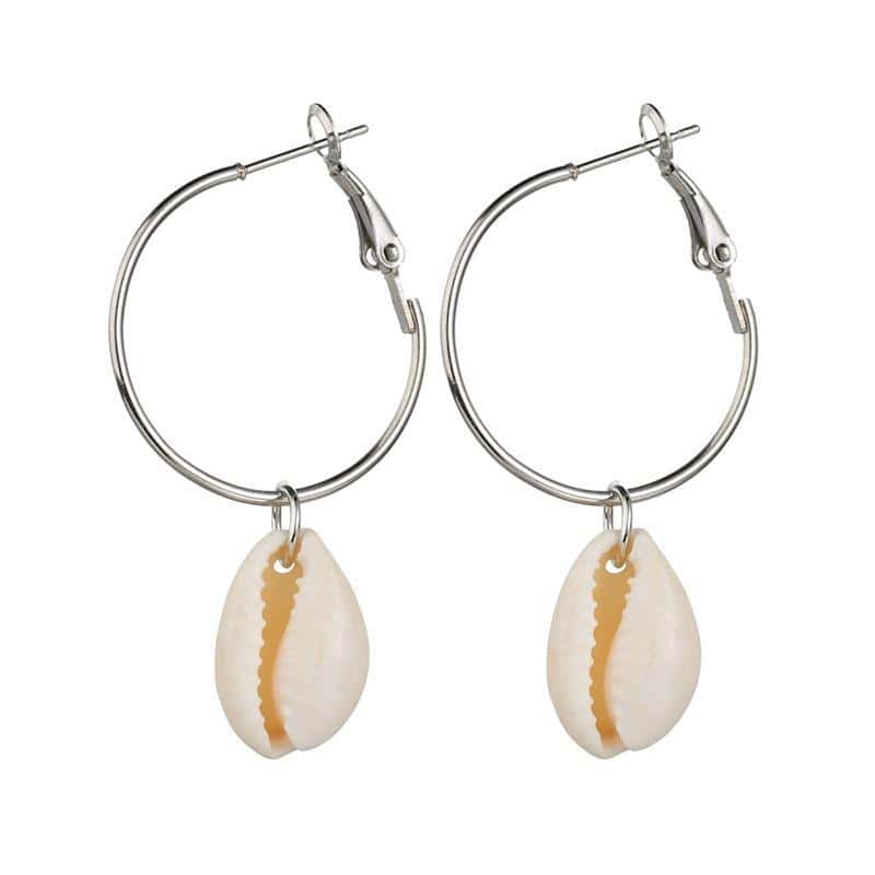 Örhängen Snäckor Silver Kauri Vit