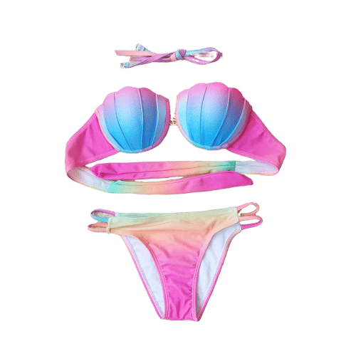 Baddräkt Dam Bikini Med Snäckor Pastellrosa Sjöjungfru