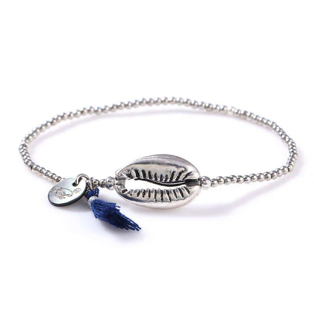 Snäckarmband Surf Kaurisnäcka (Silver)