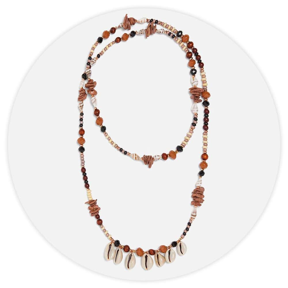 Snäckhalsband Kauris Och Bruna Pärlor
