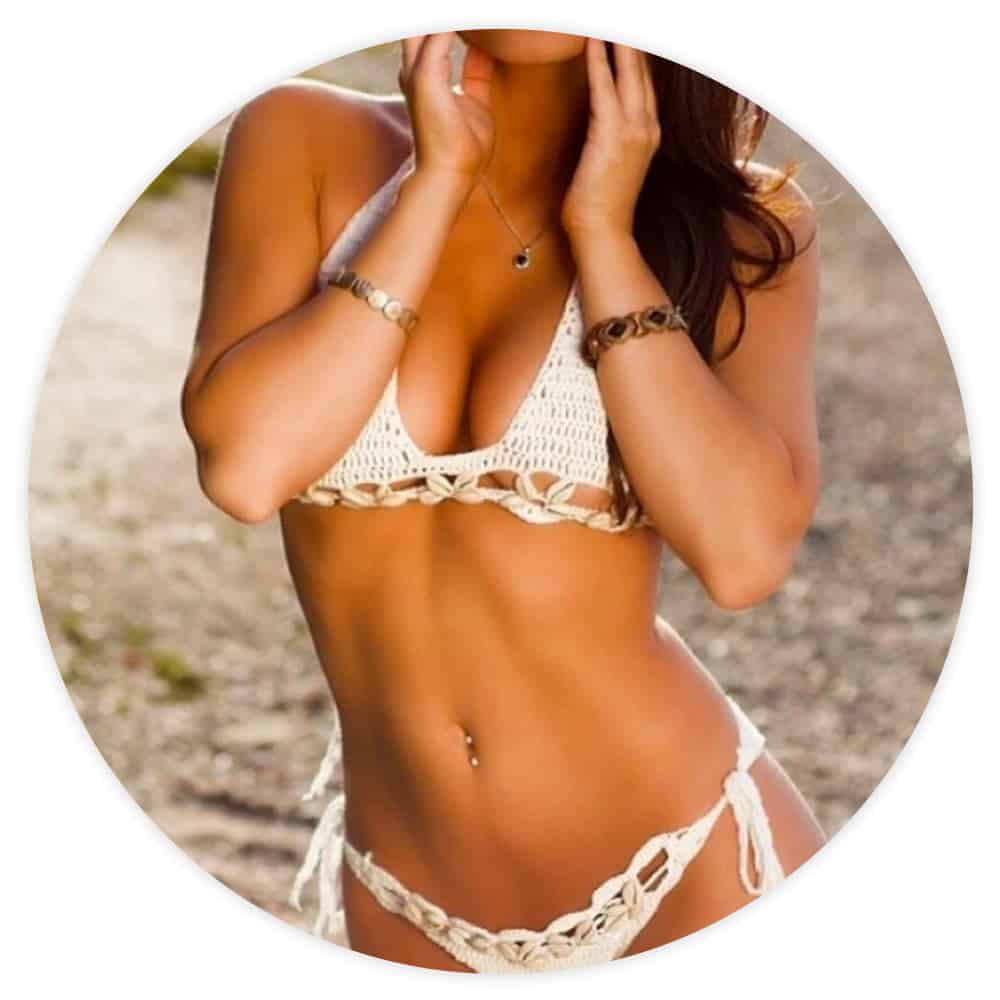 Baddräkt Dam Bikini Med Snäckor Vitt Virkat