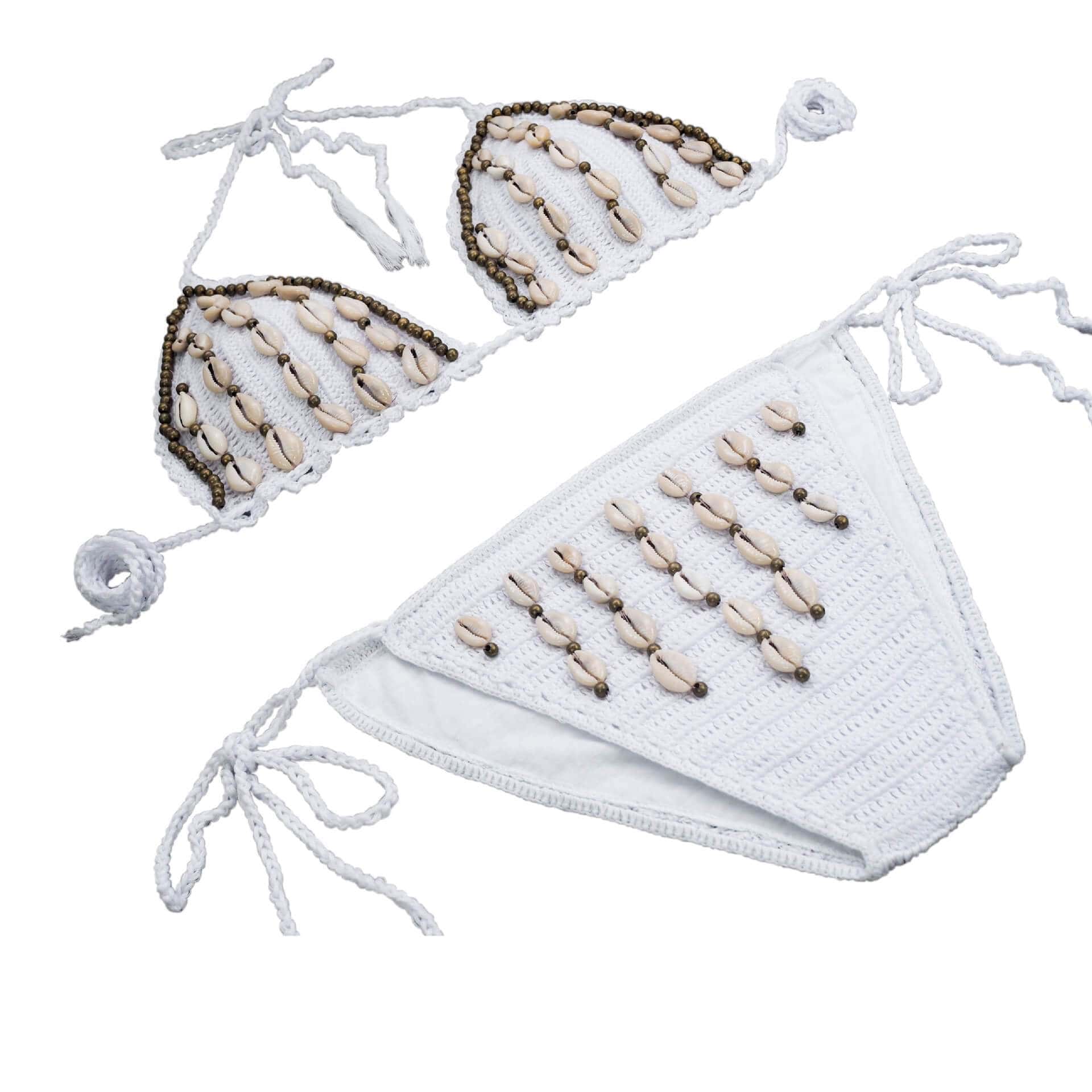 Baddräkt Dam Bikini Med Snäckor Vit Kauris
