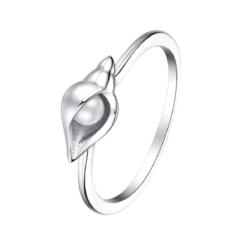 Snäckring Och 925 Sterling Silver Pärla