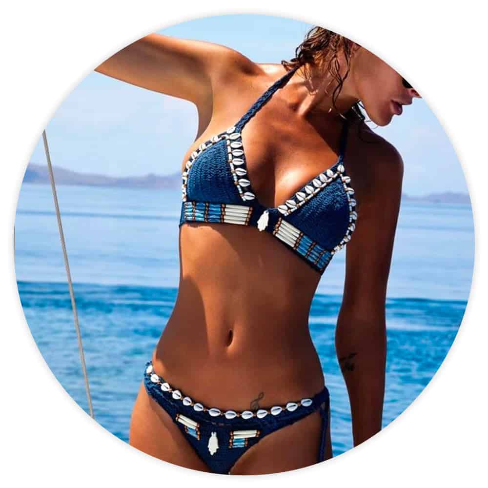 Baddräkt Dam Bikini Med Snäckor & Virkat