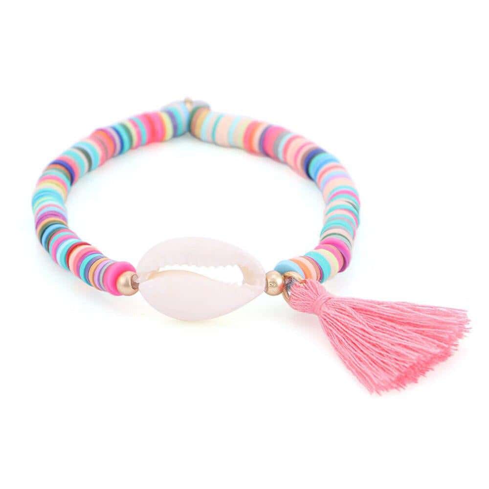 Snäckarmband Rosa Surfa Kaurisnäcka