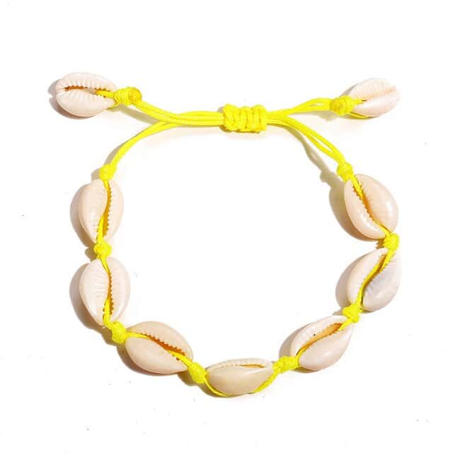 Snäckarmband Gul Kord Kauris