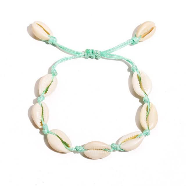 Snäckarmband Ljusblå Kord Kauris