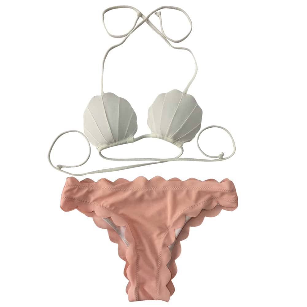 Baddräkt Dam Bikini Med Snäckor Vitt