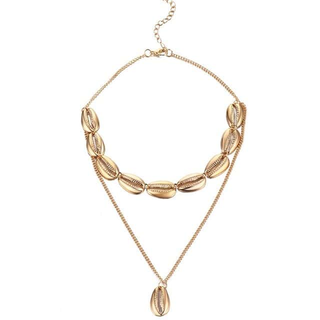 Snäckhalsband Gyllene Cowrie Hänge Choker