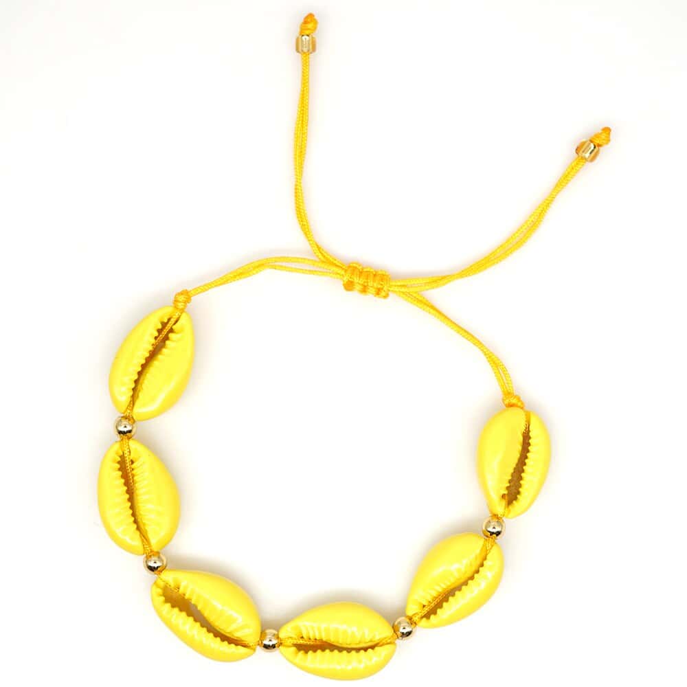 Snäckarmband Gul Kaurisnäcka
