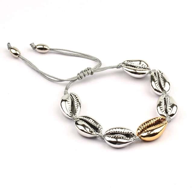Snäckarmband Silver Och Guld Duo Cowrie