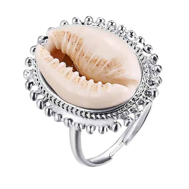 Snäckring Set Silver Kaurisnäcka