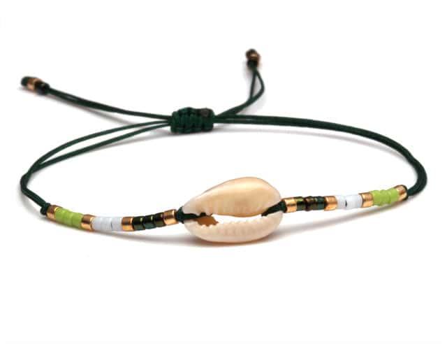 Snäckarmband Mörkgrön Kauris Halsband