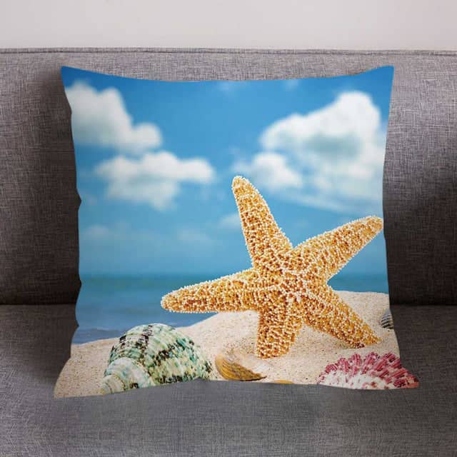 Kudde Snäcka Tryckt Karibien Strand