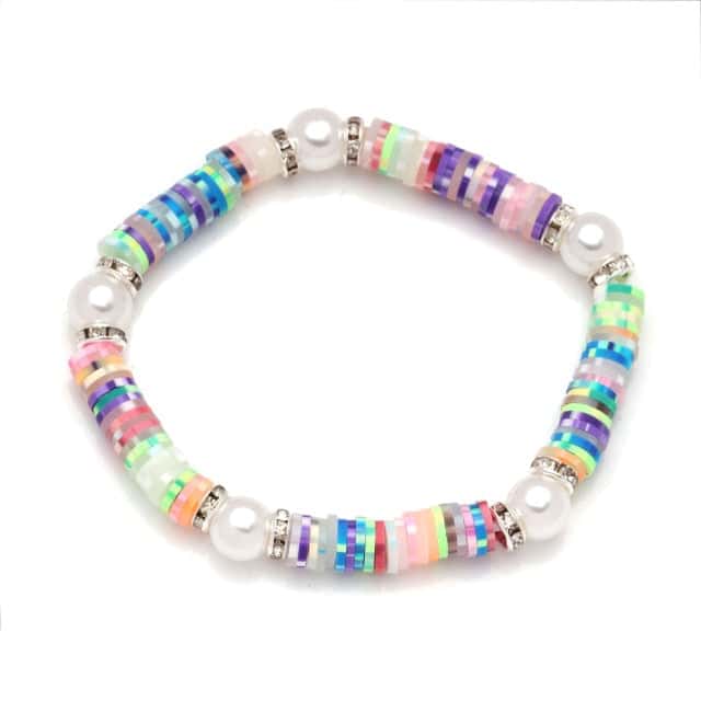 Snäckarmband Regnbåge Pärlor