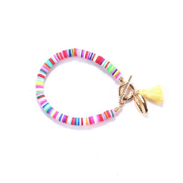 Snäckarmband Platta Gula Pärlor
