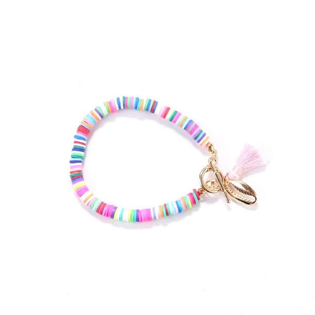 Snäckarmband Platta Rosa Lagunpärlor