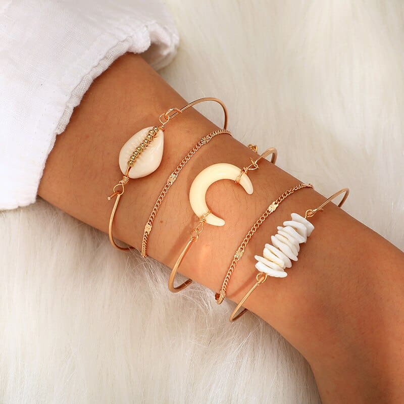 Snäckarmband Flera 5-Dels Kauri