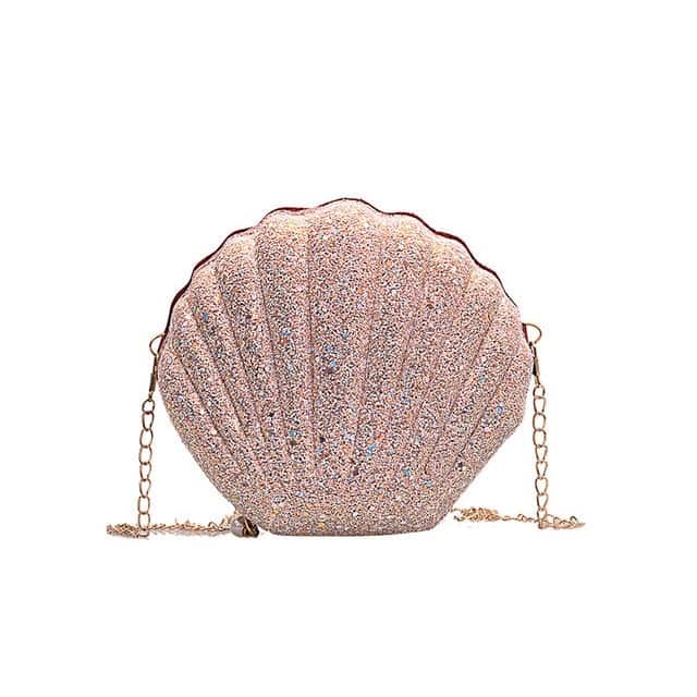 Väska Med Snäckor Glittrande Rosa